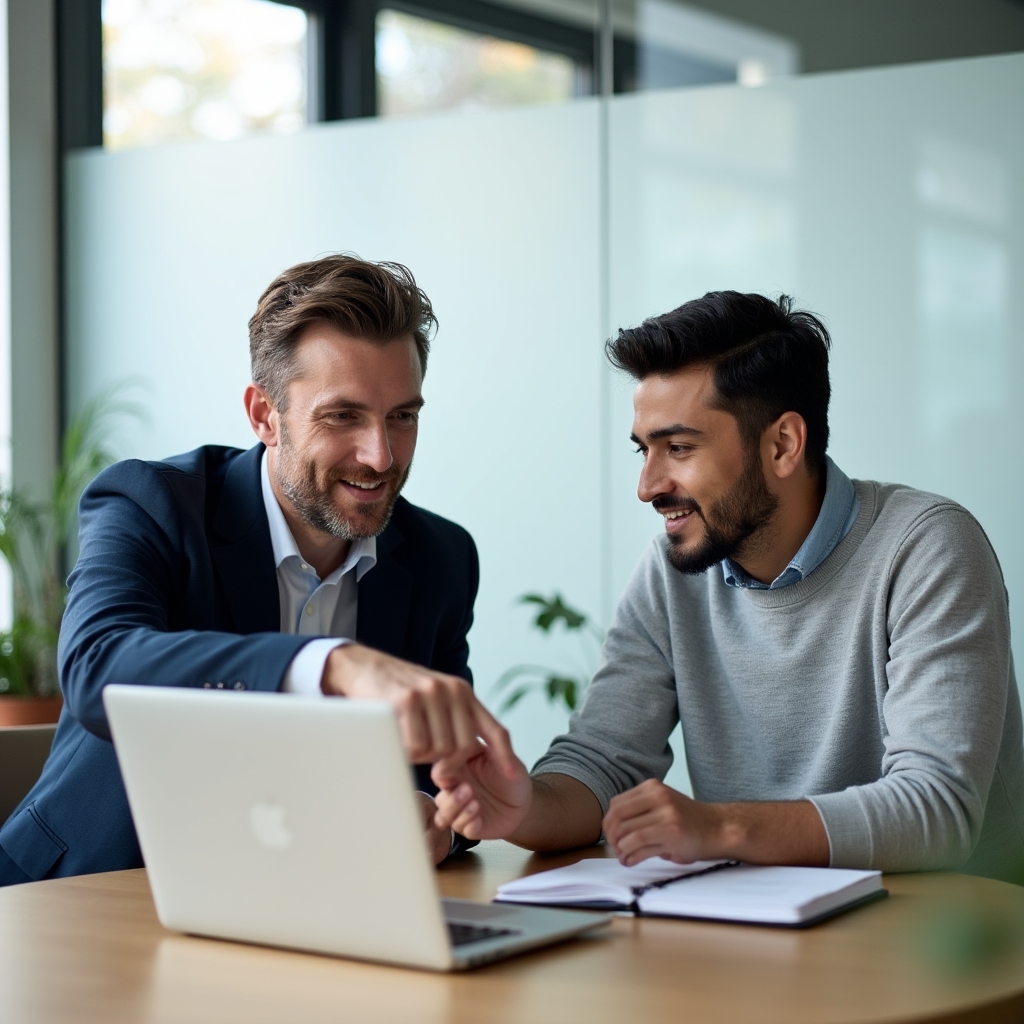 One-on-one training session with a professional explaining a spreadsheet system to an administrator